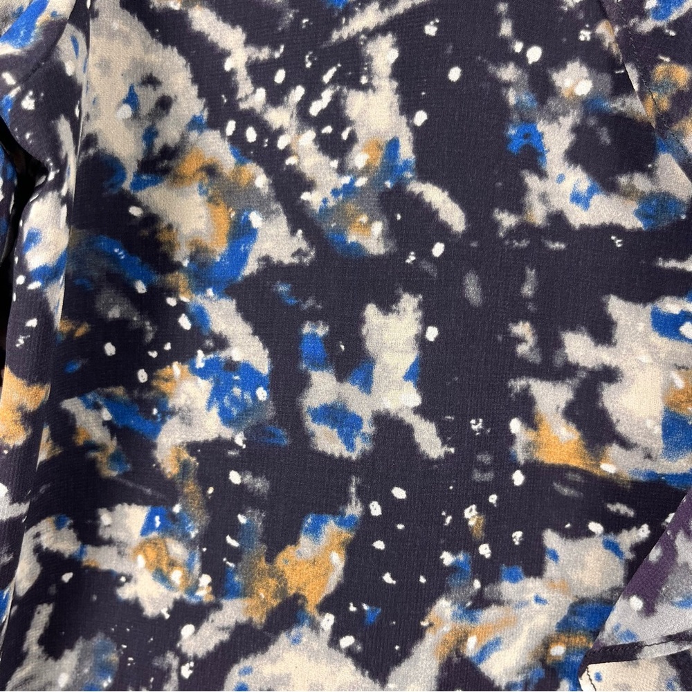 CAbi #3066 Starry Night Ruffle Button Front Blouse Medium Blue Career - Picture 8 of 10